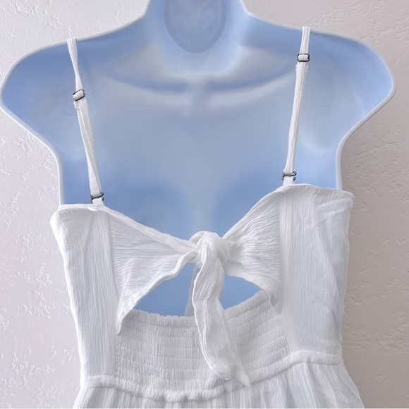 HOLLISTER Smocked Bodice Crepe Tiered Midi Dress With Convertible Straps Size L - Picture 8 of 13